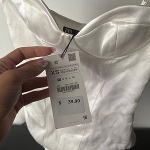Zara white satin bodysuit